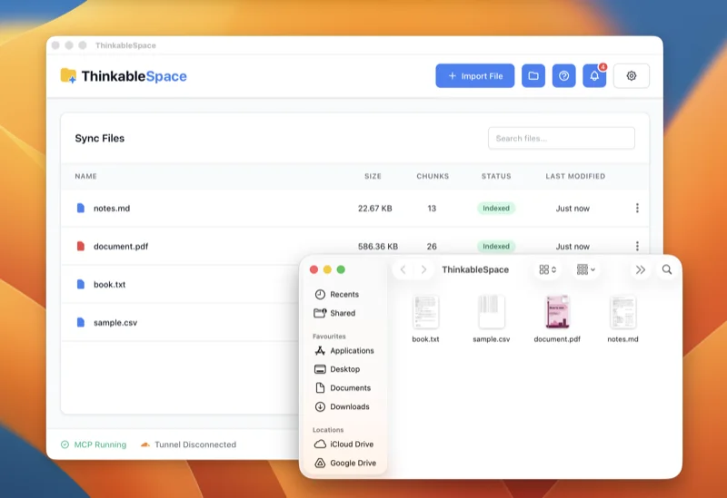 ThinkableSpace - Sync files and access them through AI